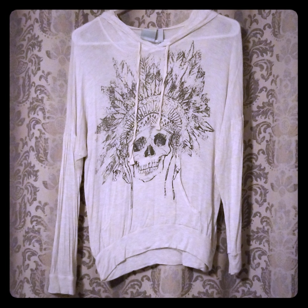 Cream colored tribal skull hoodie🦋